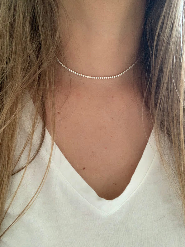 Cubic Zirconia Tennis Necklace | 2.2 MM Diamond Tennis Choker Necklace