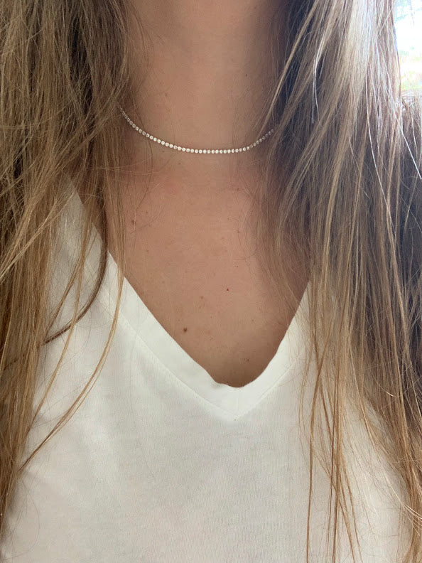 Cubic Zirconia Tennis Necklace | 2.2 MM Diamond Tennis Choker Necklace