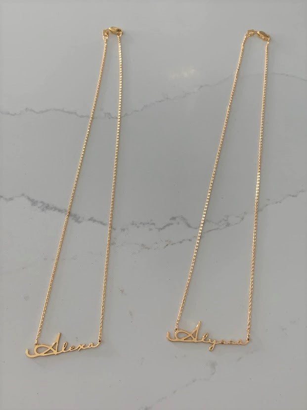 Personalized Name Necklace in Sterling Silver or Gold Vermeil
