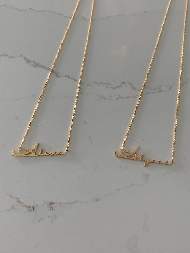 Personalized Name Necklace in Sterling Silver or Gold Vermeil