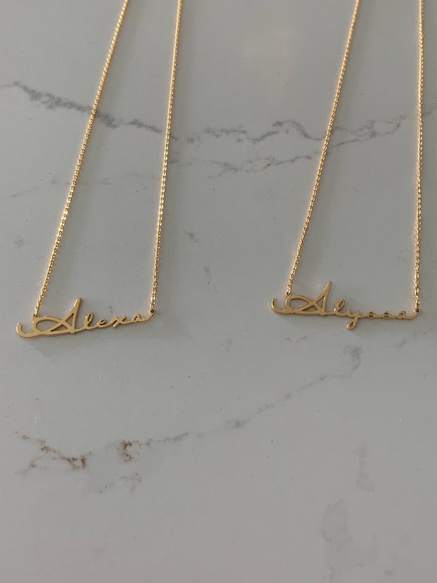 Personalized Name Necklace in Sterling Silver or Gold Vermeil