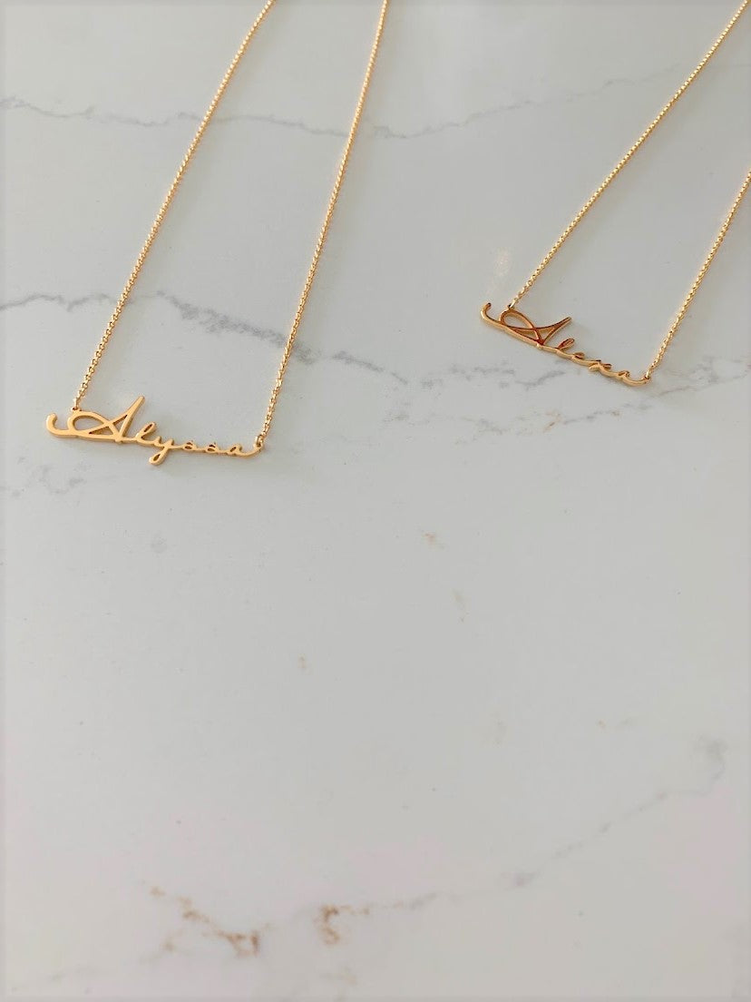 Personalized Name Necklace in Sterling Silver or Gold Vermeil