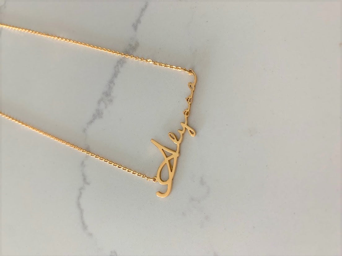 Personalized Name Necklace in Sterling Silver or Gold Vermeil