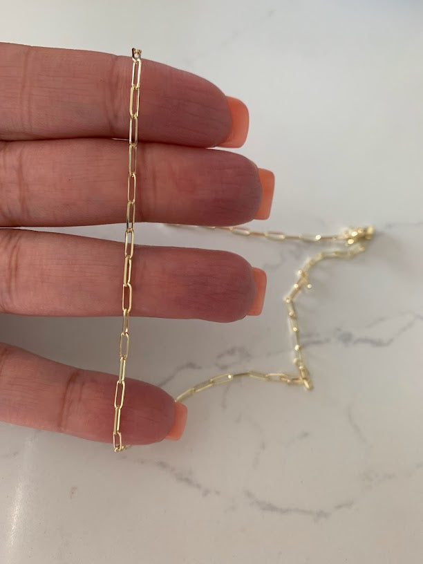 1.8MM Solid 14K Gold Triangle Paperclip Chain