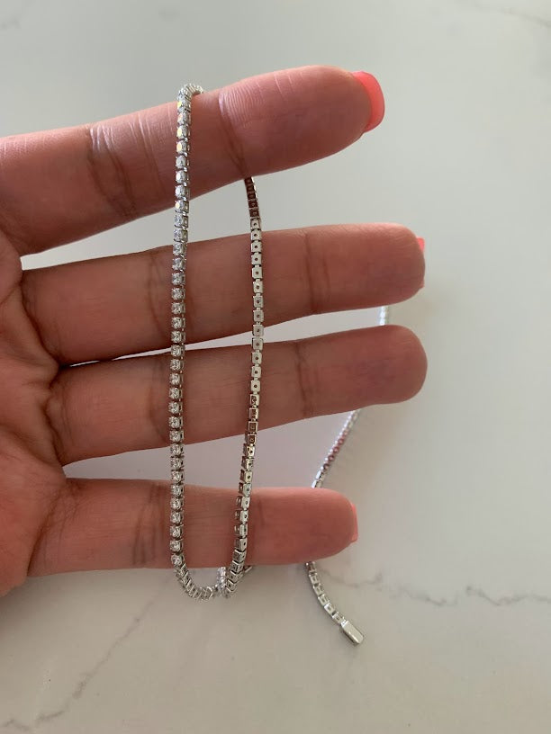 Cubic Zirconia Tennis Necklace | 2.2 MM Diamond Tennis Choker Necklace