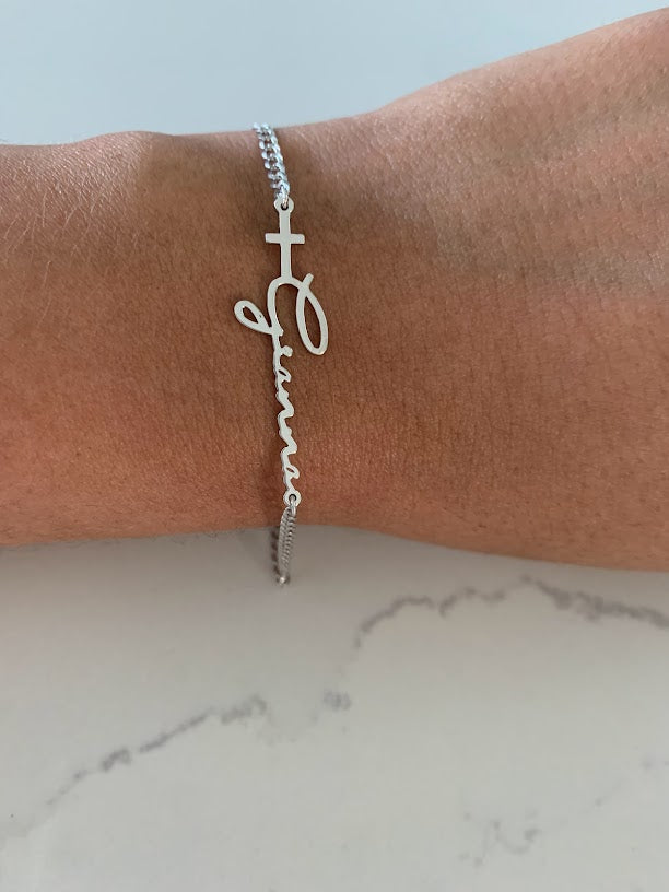 14K Gold Personalized First Holy Communion Bracelet, Personalized Name Bracelet, Holy Communion Jewelry, Goddaughter Confirmation Gift