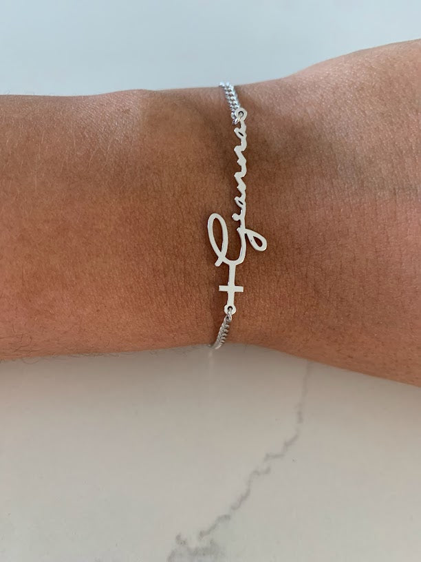 14K Gold Personalized First Holy Communion Bracelet, Personalized Name Bracelet, Holy Communion Jewelry, Goddaughter Confirmation Gift