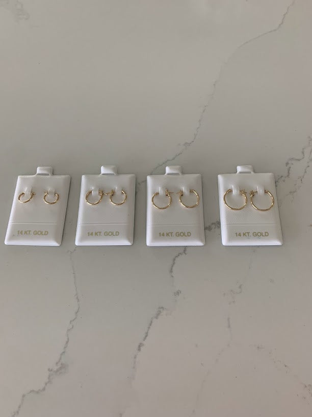 14K Solid Gold Dainty Hoops