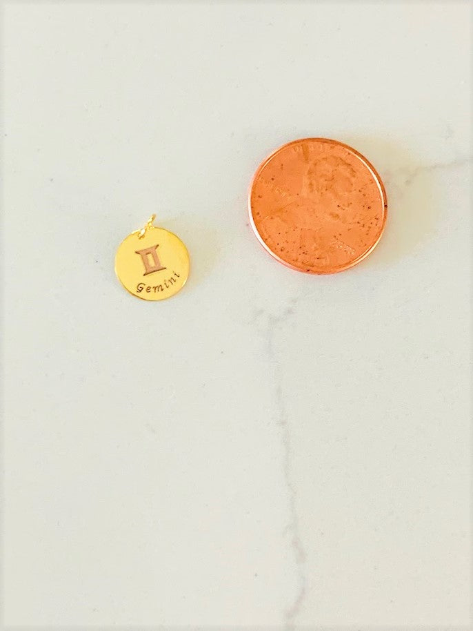 14K Yellow Gold Mirror Chain with Horoscope Disc