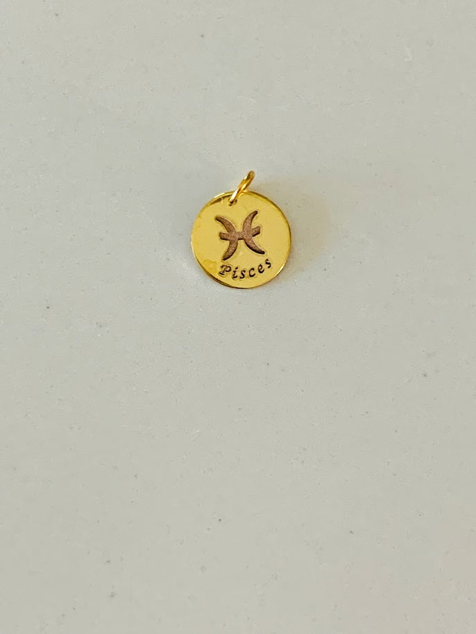 14K Yellow Gold Mirror Chain with Horoscope Disc