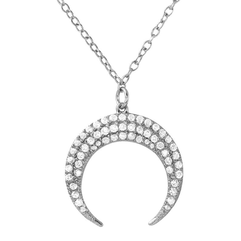 Reversed  Crescent Moon Necklace in Sterling Silver