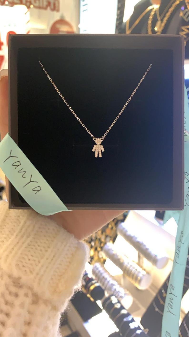 Boy Shaped Charm Necklace in Sterling Silver