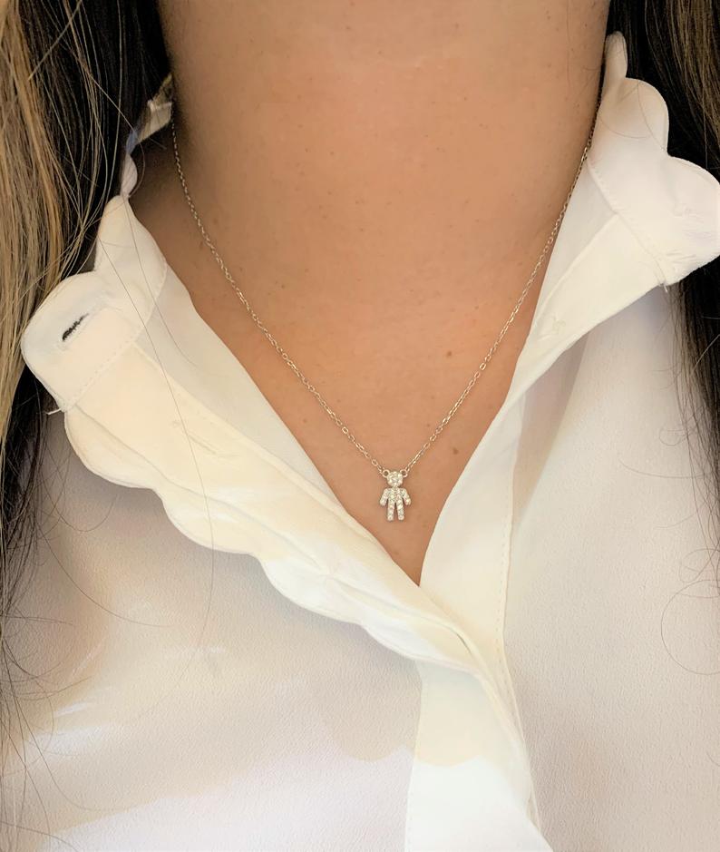 Boy Shaped Charm Necklace in Sterling Silver