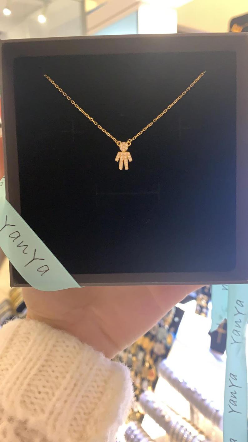 Boy Shaped Charm Necklace in Sterling Silver