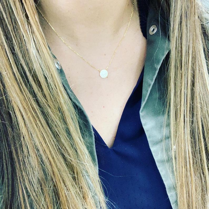 Medium Pave Disc Necklace, Silver disc necklace, CZ Disc Necklace, Pave Zircon Silver Disc Necklace, Elegant Necklace, Sterling Silver