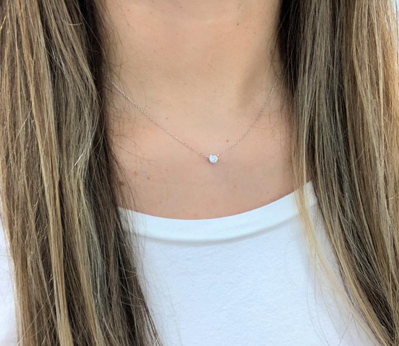 Bezel CZ Necklace in Gold Vermeil and Sterling Silver