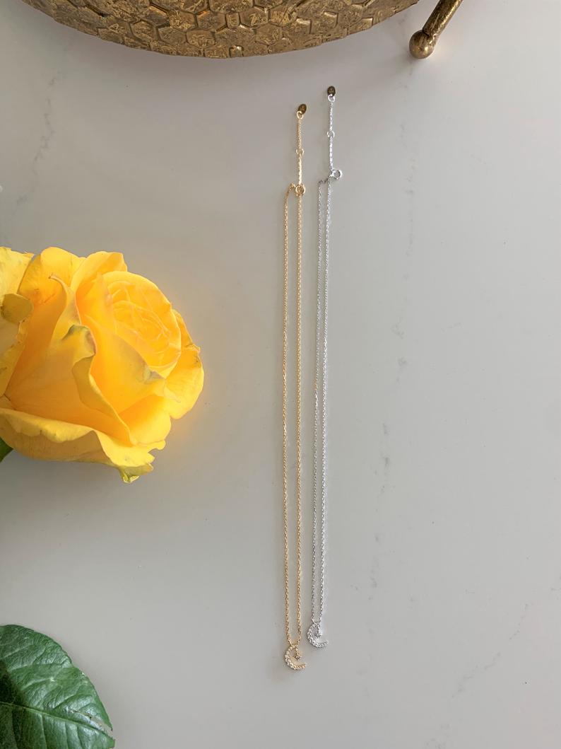 Tiny Moon and Hanging Star Necklace