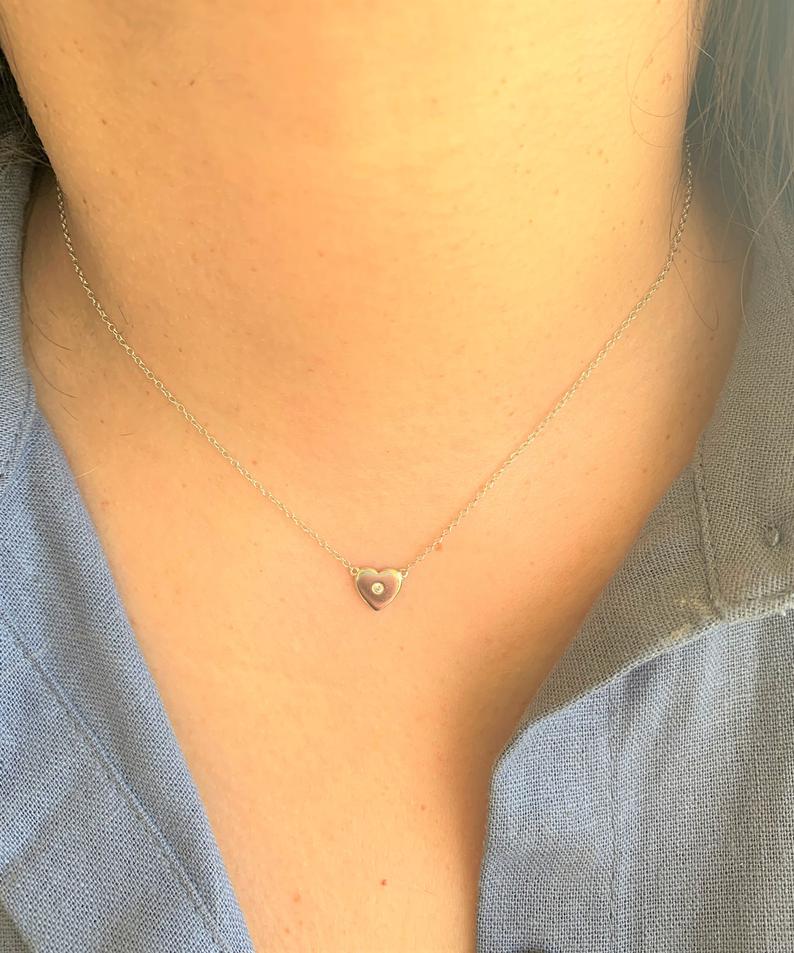 Dainty Heart Necklace in Sterling Silver
