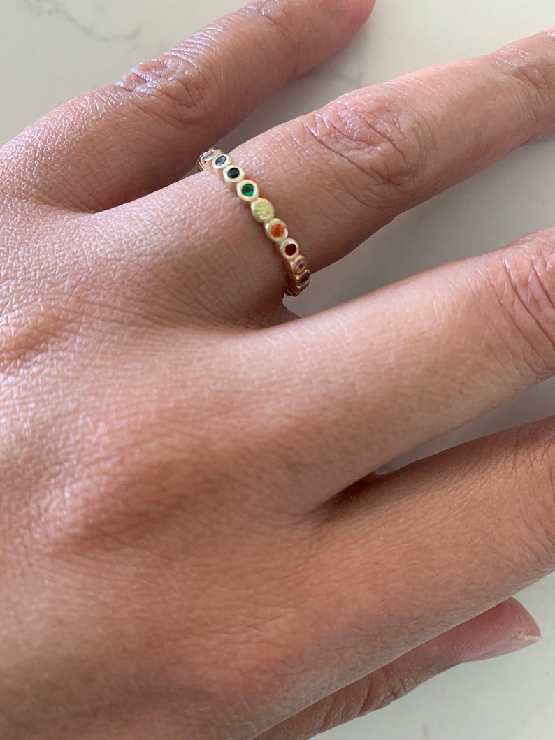 925 Sterling Silver Rainbow Band