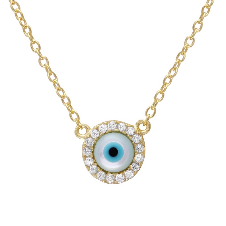 Round Evil Eye Necklace in Gold Vermeil and Sterling Silver