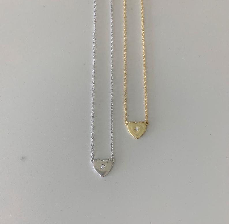 Dainty Heart Necklace in Sterling Silver