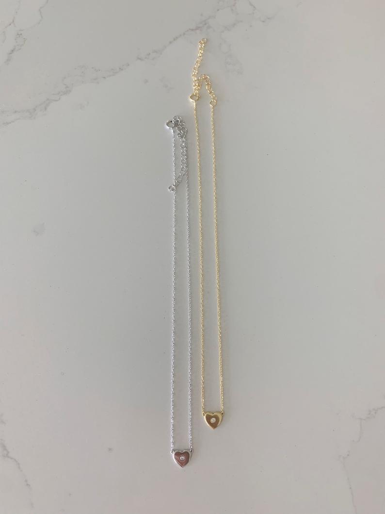 Dainty Heart Necklace in Sterling Silver
