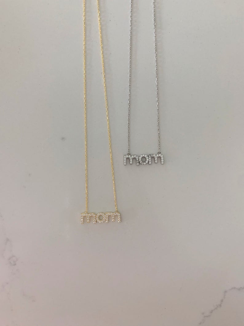 Mom Necklace in Sterling Silver, Lowercase Mom Necklace, Dainty Necklace, Delicate Jewelry, Minimalist Necklace, Necklace, Mothers Necklace