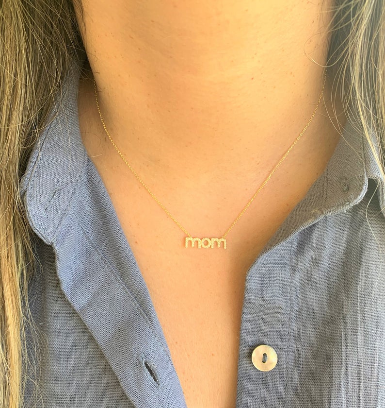 Mom Necklace in Sterling Silver, Lowercase Mom Necklace, Dainty Necklace, Delicate Jewelry, Minimalist Necklace, Necklace, Mothers Necklace