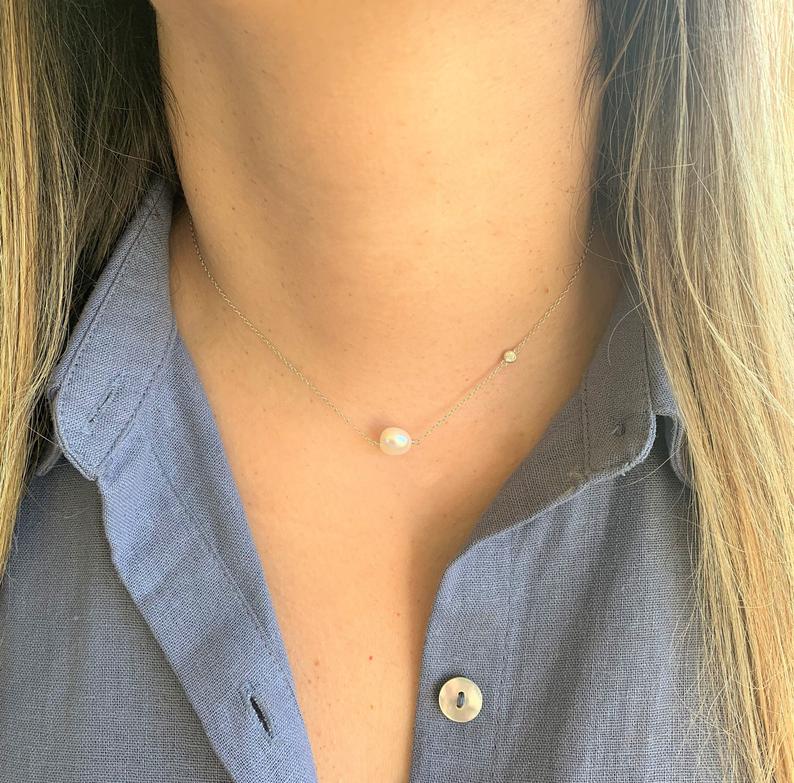 Pearl Necklace in Sterling Silver and Gold Vermeil
