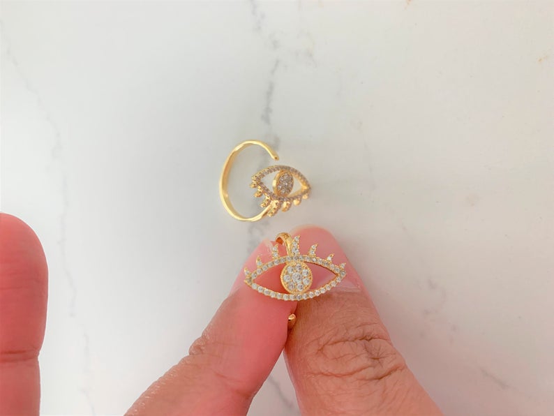 Evil Eye Ring in Gold Vermail