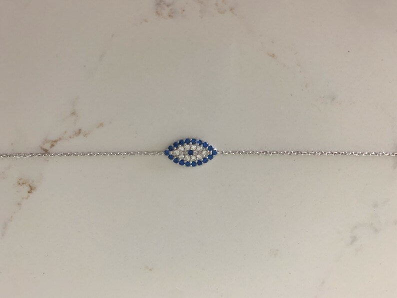 Oval Evil Eye Bracelet Sterling Silver