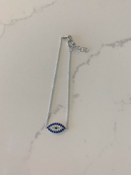Oval Evil Eye Bracelet Sterling Silver