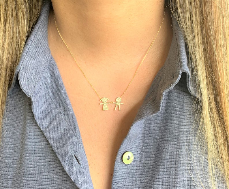 Children Necklace for Mom in Sterling Silver