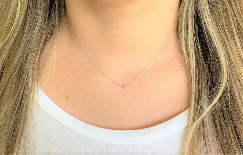 Tiny Solitaire Cubic Zirconia Necklace
