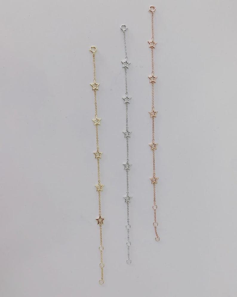Stars Bracelet in Sterling Silver, Stars Bracalet, Bracelet, Sterling Silver Bracelet, Rose Gold Star, Gold Star Bracelet
