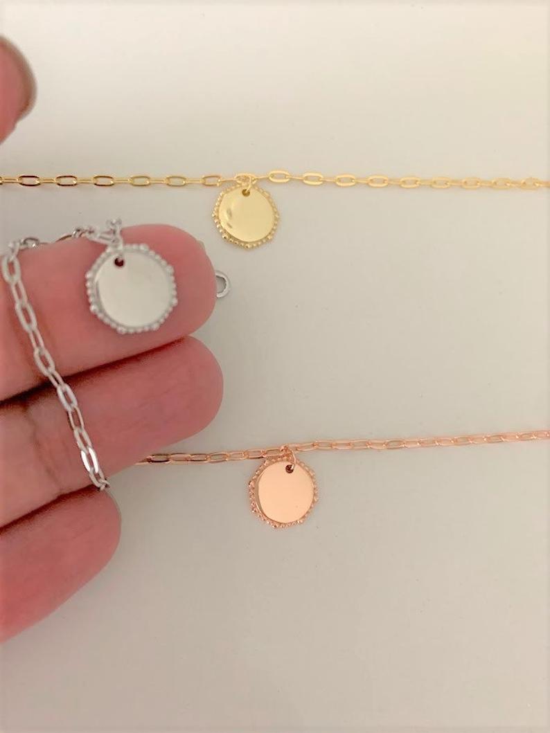 Disc Paperclip Bracelet in Sterling Silver