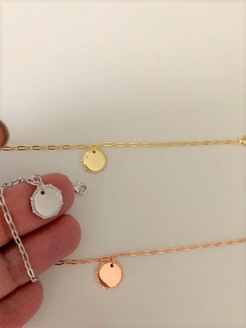 Disc Paperclip Bracelet in Sterling Silver