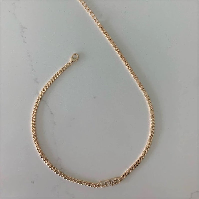 Gold Vermeil Cuban Curb Link LOVE Necklace