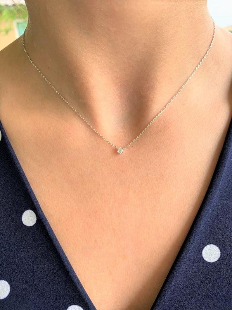 Tiny Solitaire Cubic Zirconia Necklace