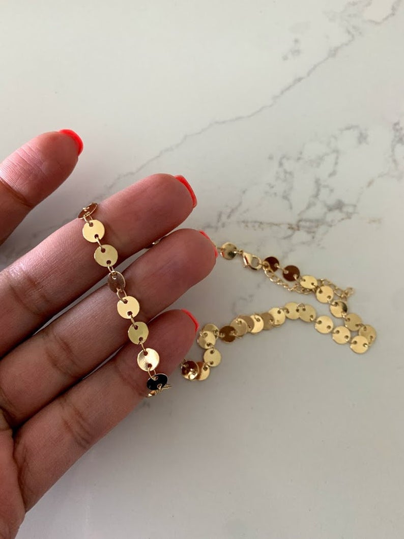Gold Disc Choker Necklace in Gold-Filled