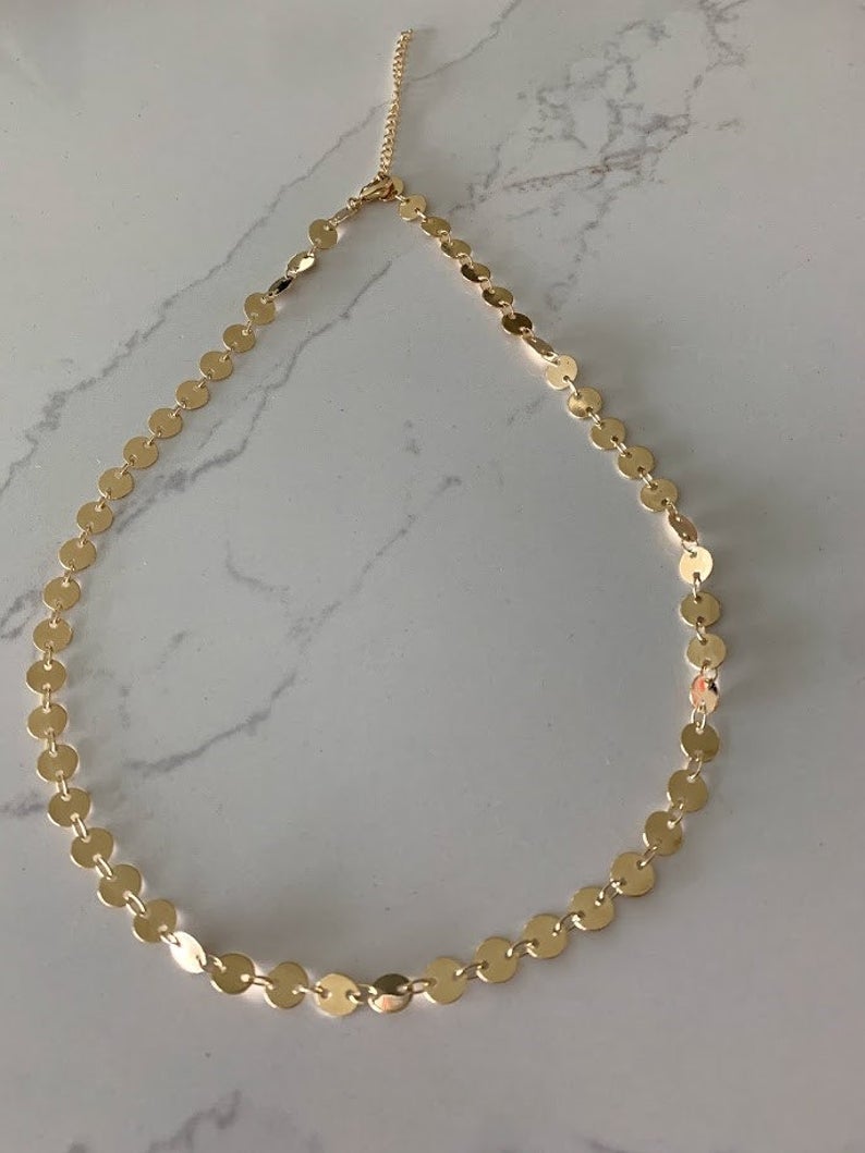 Gold Disc Choker Necklace in Gold-Filled