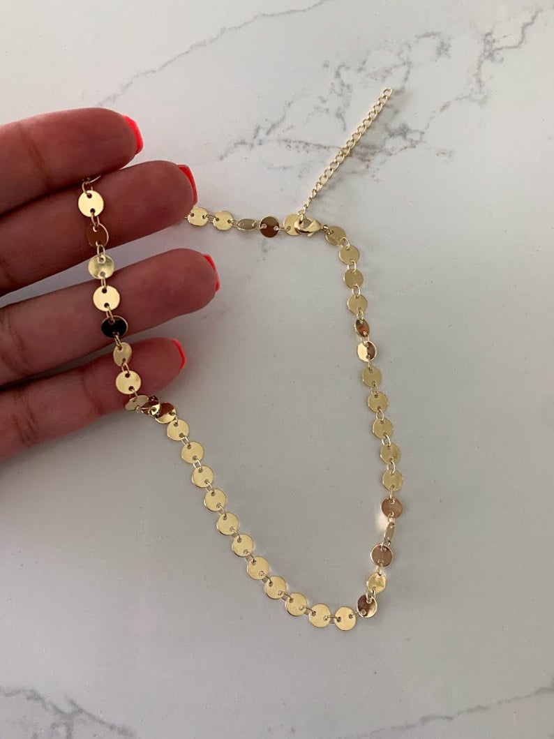 Gold Disc Choker Necklace in Gold-Filled