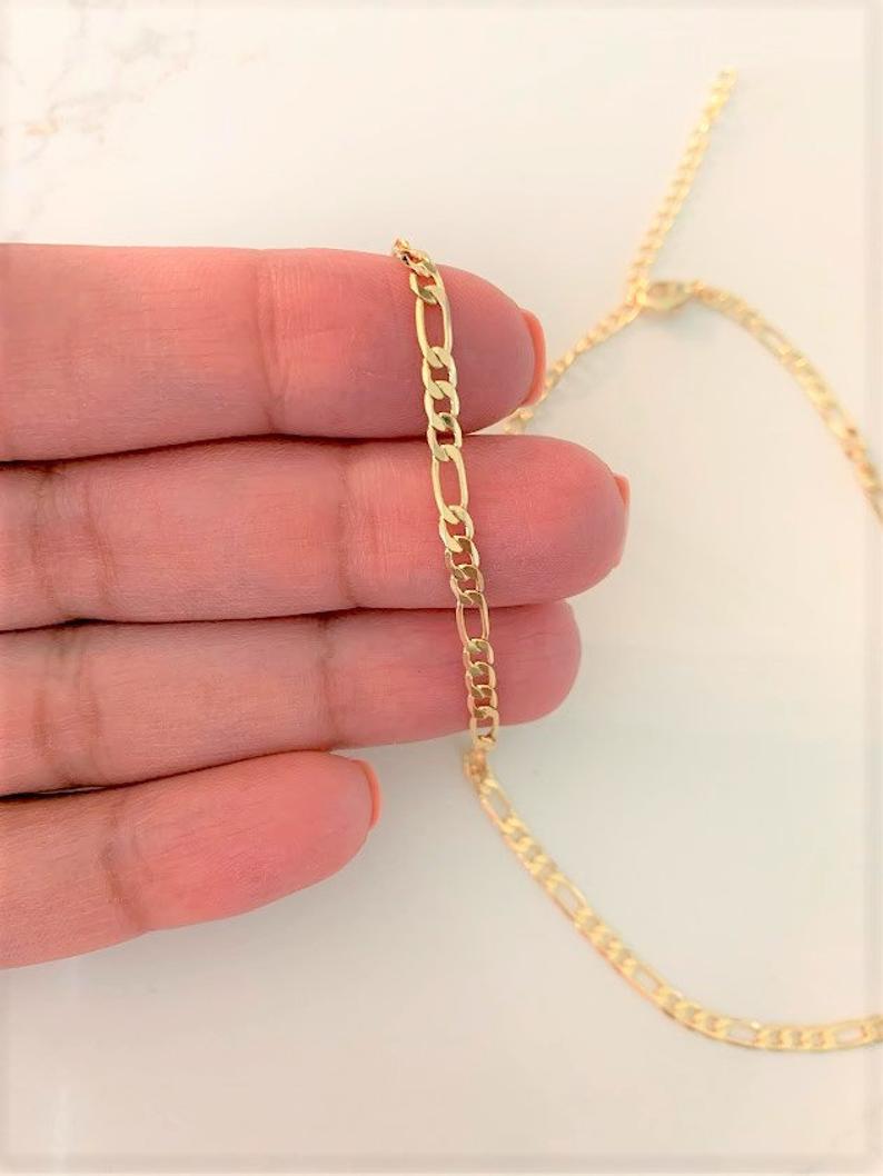 3MM Gold Flat Figaro Dainty Chain Necklace | Gold-filled
