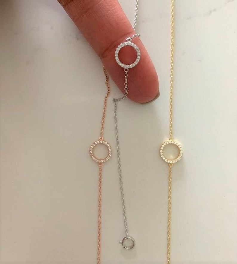 Hollow Circle Bracelet in Sterling Silver