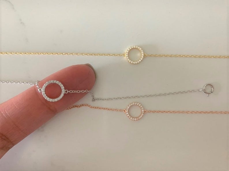 Hollow Circle Bracelet in Sterling Silver