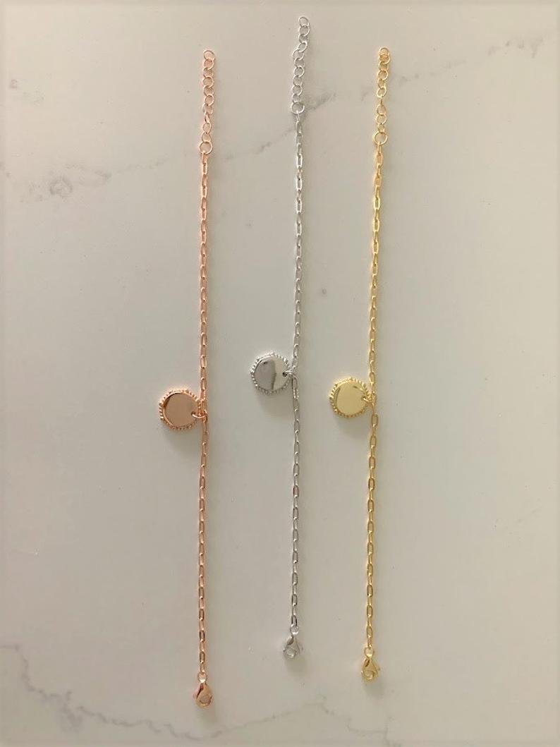 Disc Paperclip Bracelet in Sterling Silver