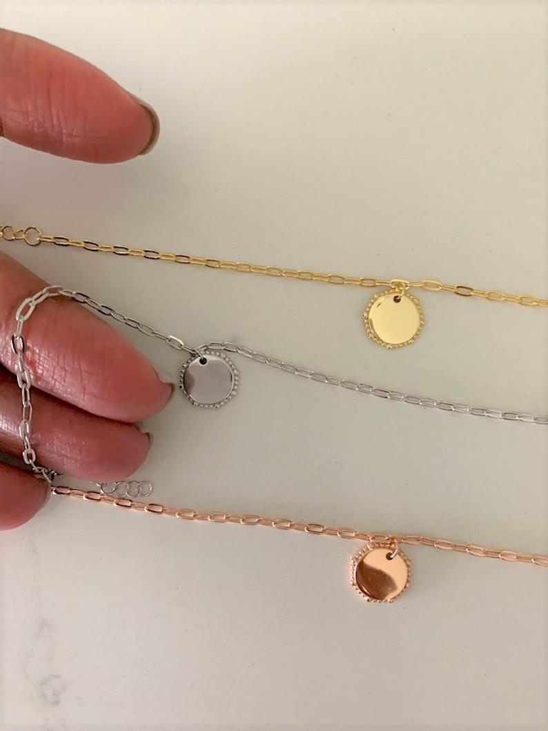 Disc Paperclip Bracelet in Sterling Silver