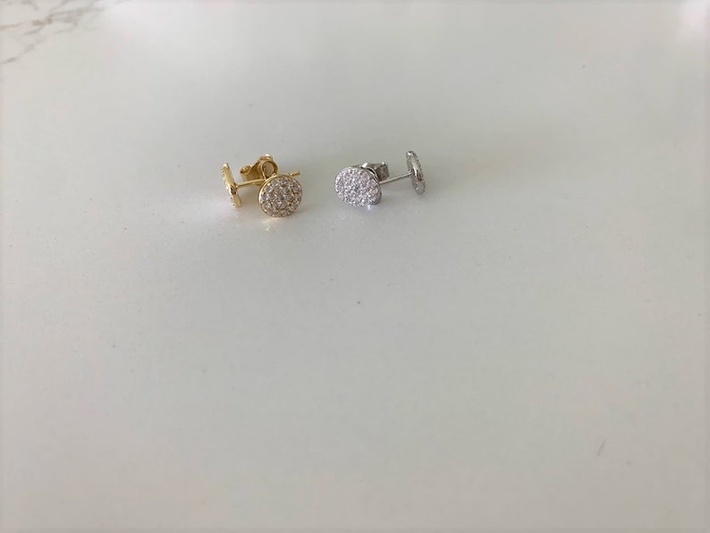 7MM Pave Disc Stud Earrings