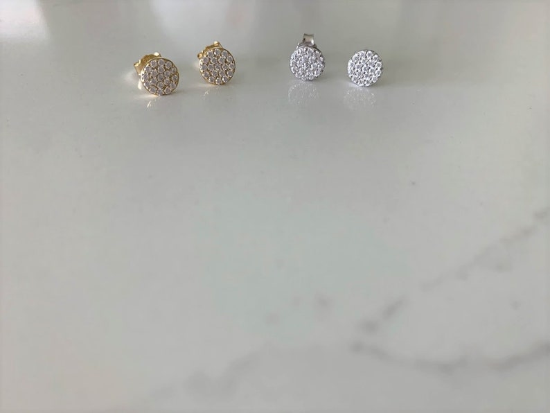 7MM Pave Disc Stud Earrings