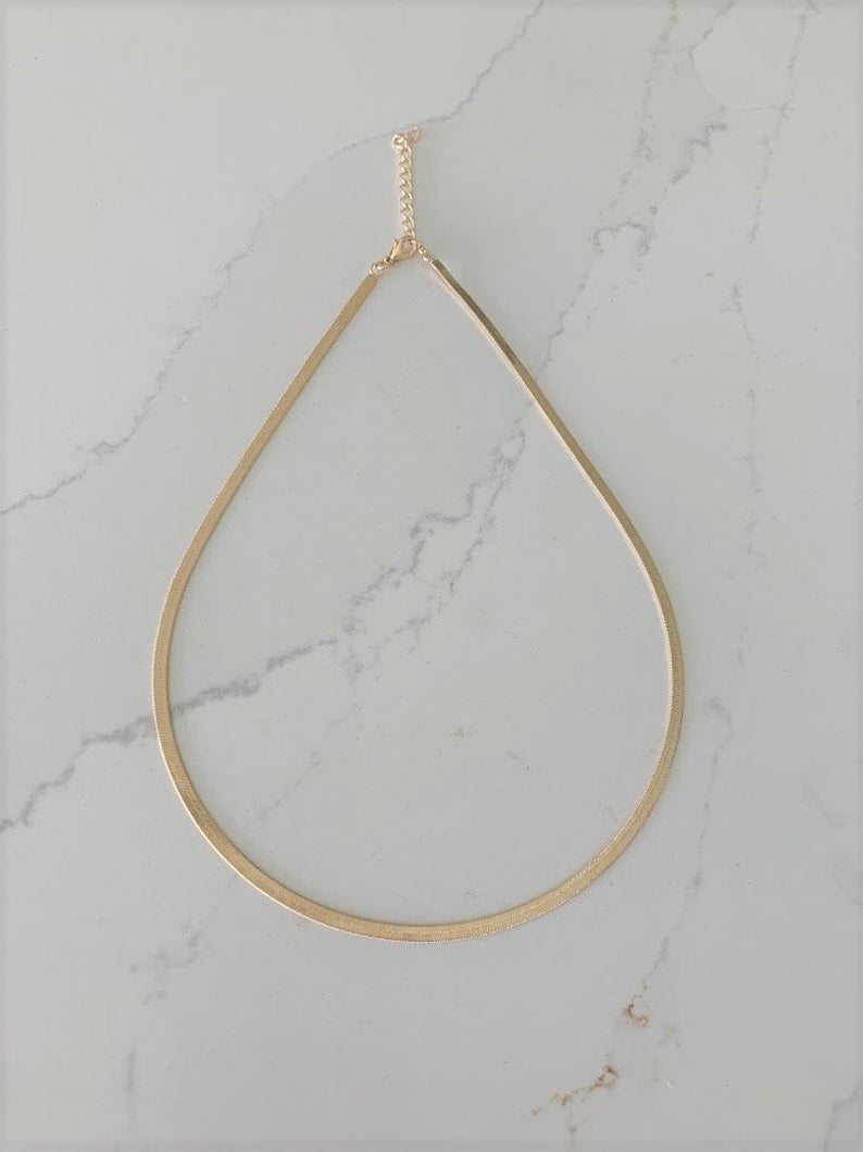 3MM Herringbone Necklace | Gold-filled